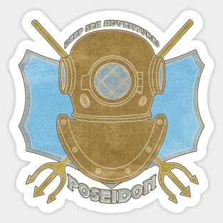 Poseidon Deep Sea Adventures retro logo Sticker